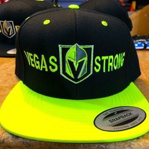 Vegas Golden Knights (VGK) Black and neon SnapBack Vegas strong hat.